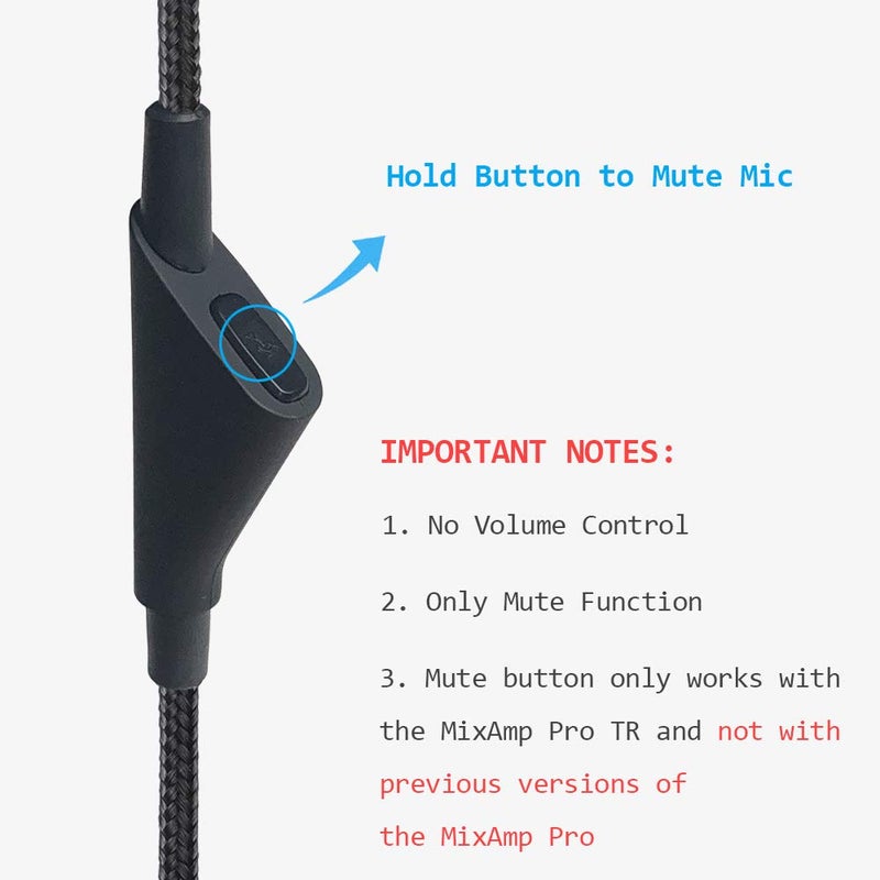 MJKOR Replacement for Astro A40TR Inline Mute Cable Cord,Mute Function Audio Gaming Wire Compatible with Astro A40 TR Headsets (2 Meter, Mute Function) - Image 2